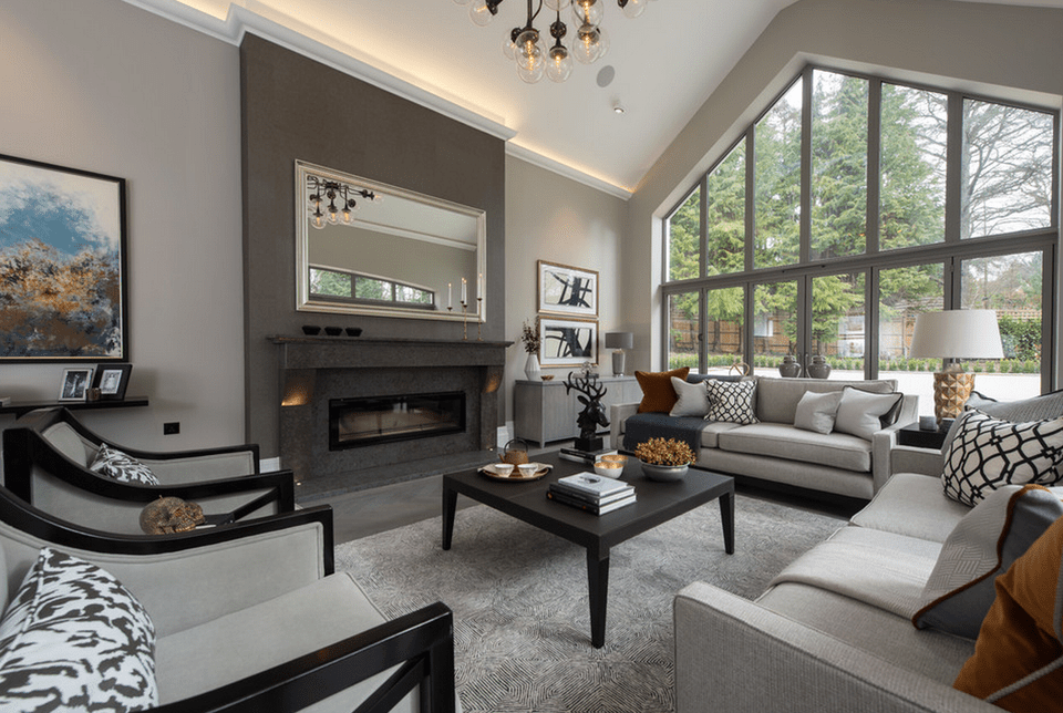 gray shelves for living room