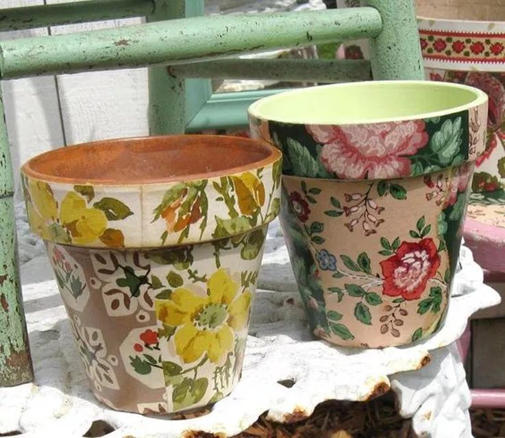 decoupage flower pots
