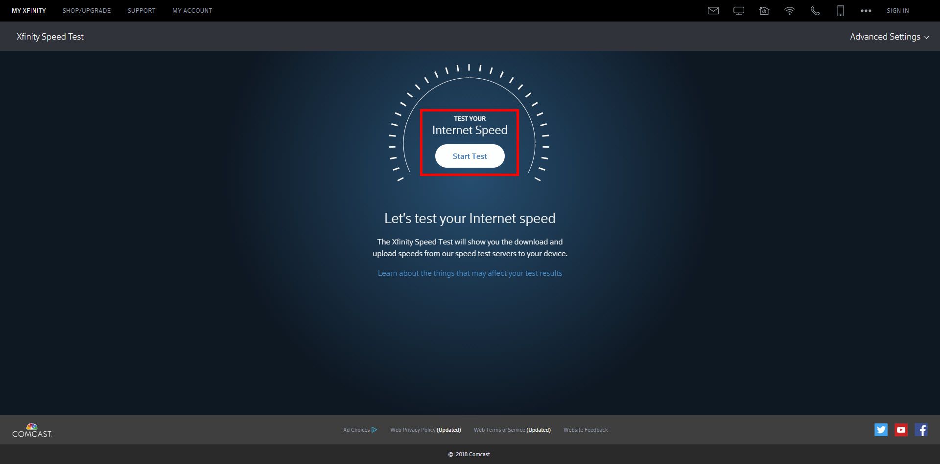 internet speed test comcast