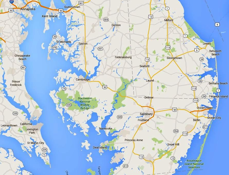 Maps and Directions to Maryland Eastern Shore Towns