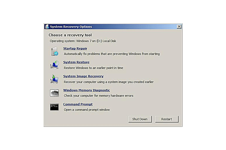 System recovery. System Recovery options Windows 7. Choose a Recovery Tool. Selecting a System image in Windows 7 additional restore options. Start your Recovery Operation with this Disc.