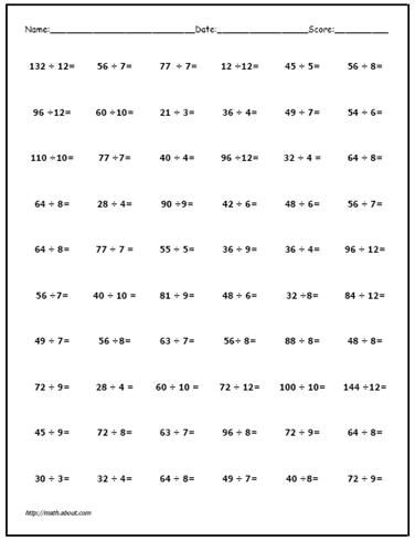 division fact worksheets learning division