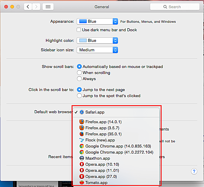 change default browser macbook pro