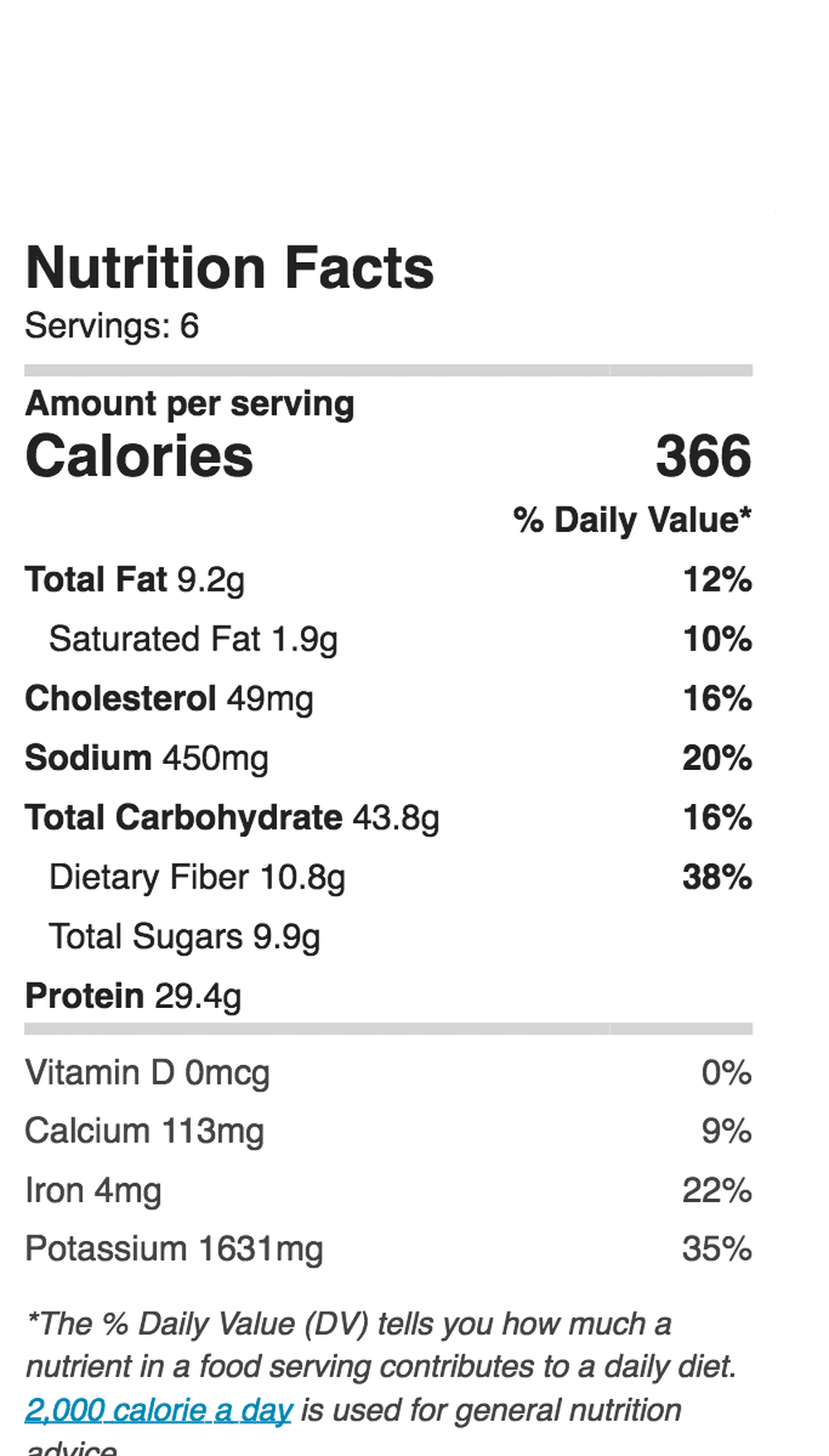 Chili S Nutrition Facts Chart