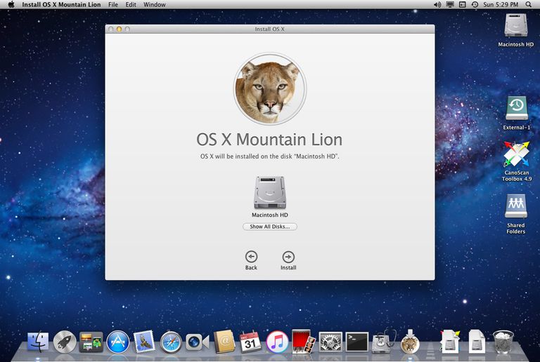 mac os x mountain lion install disk