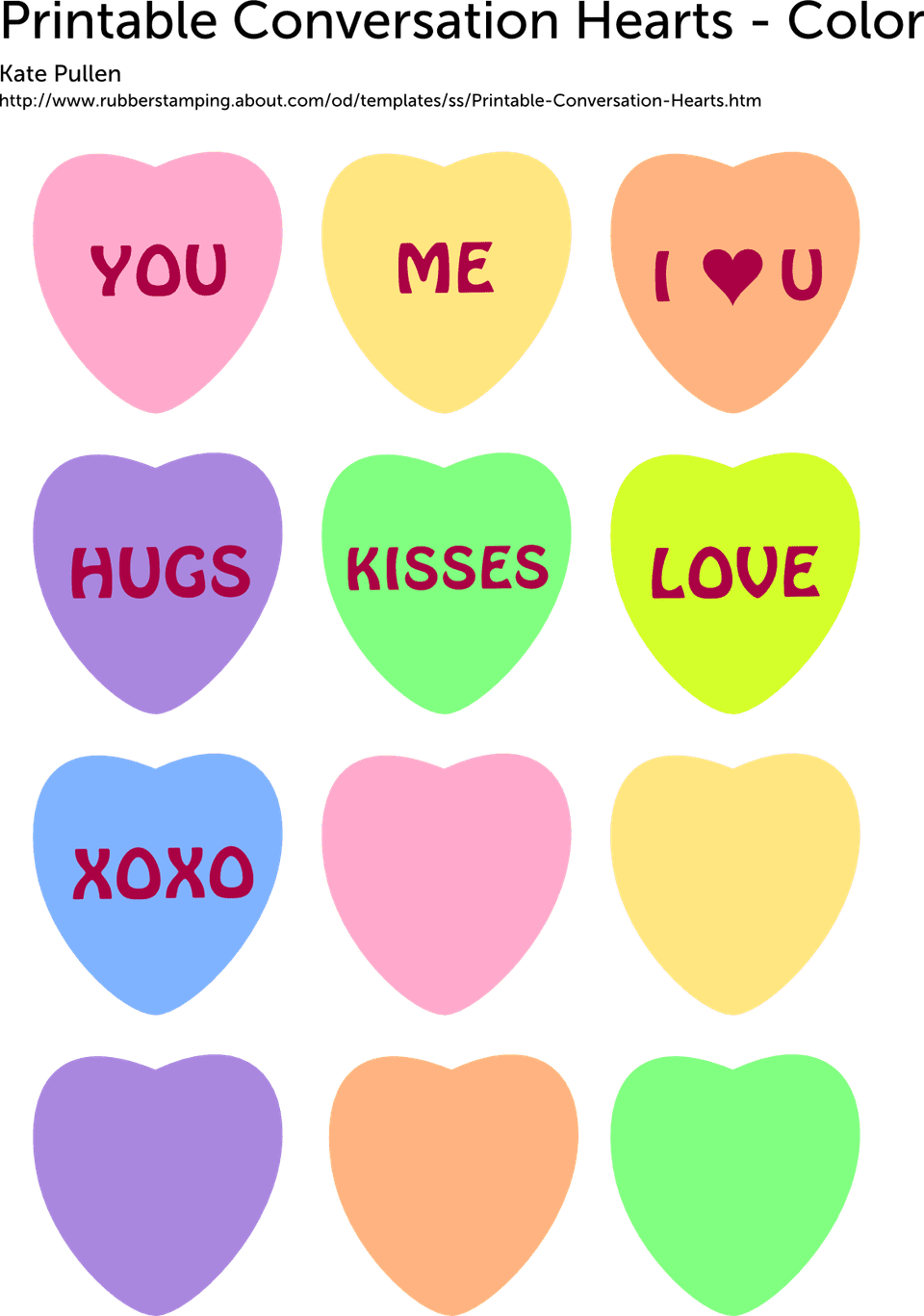 Free Printable Conversation Hearts for Valentine39s Day