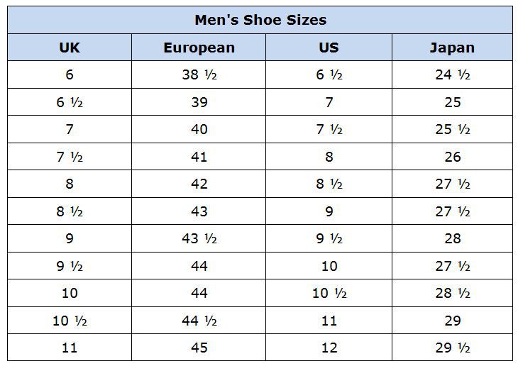 Clothing Size Conversion Charts