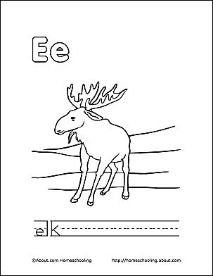 Letter Coloring Book Free Printable Pages Elk Page 8