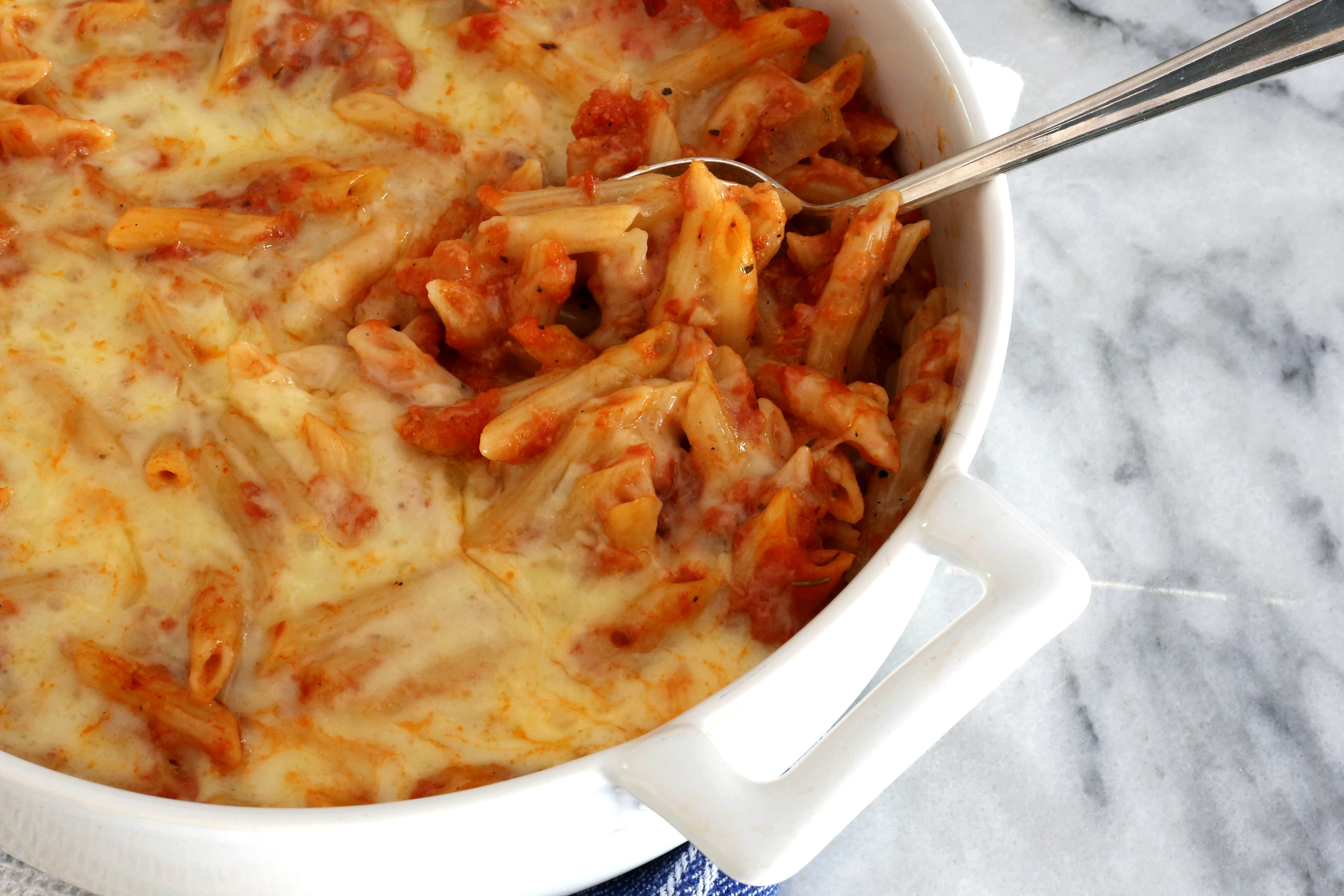 Easy Penne Pasta Bake With Tomatoes and Cheese Recipe