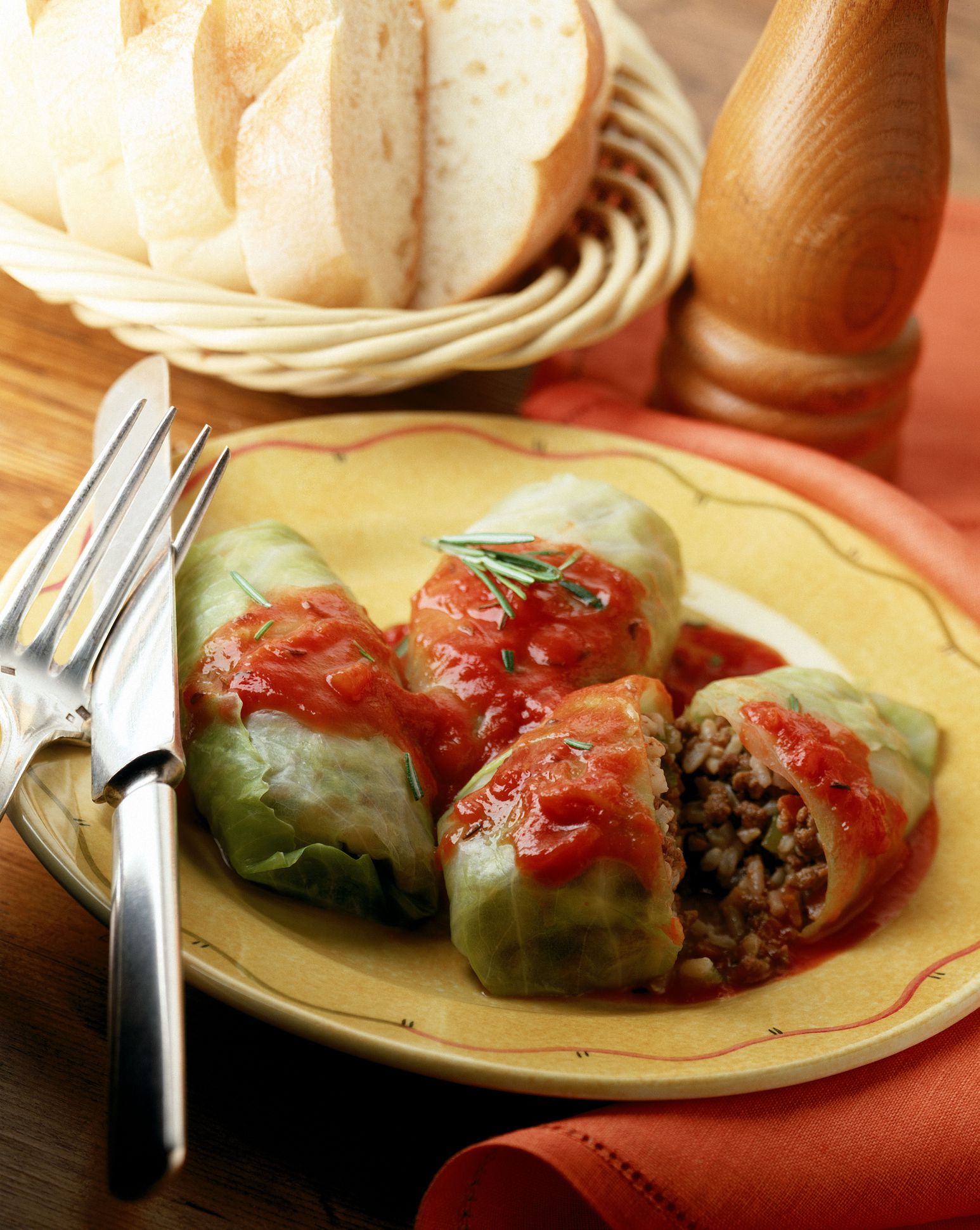 Polish Stuffed Cabbage Rolls With Tomato Sauce Recipe