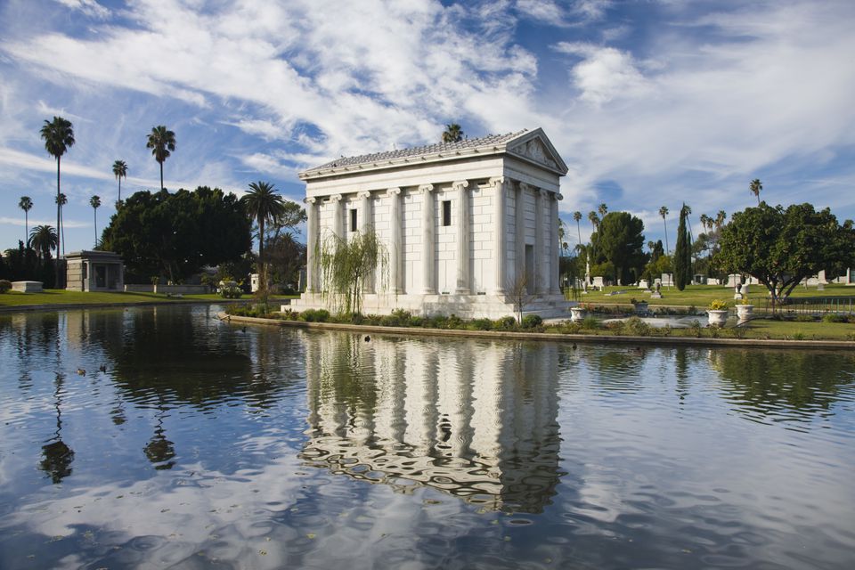 Garden of the Legends and Lake Island at Hollywood Forever Cemetery