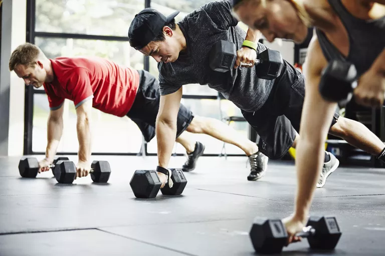 Pushups with lat row