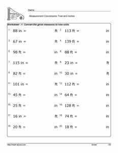 Free Measurement Conversion Worksheets: Feet and Inches