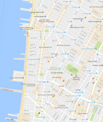 New York City SoHo and TriBeCa Neighborhood Map