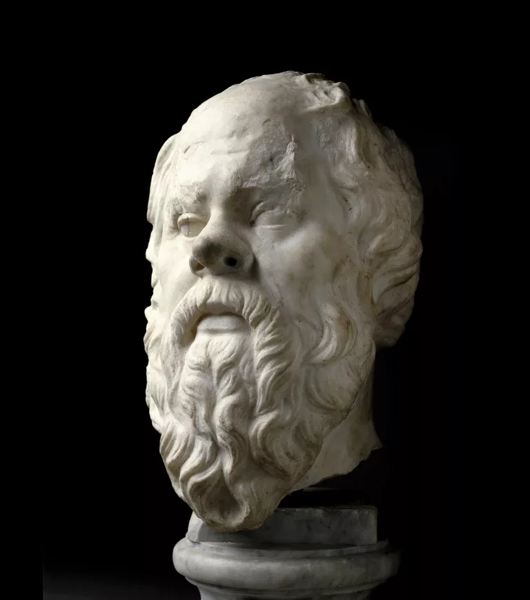 marble carving of Socrates