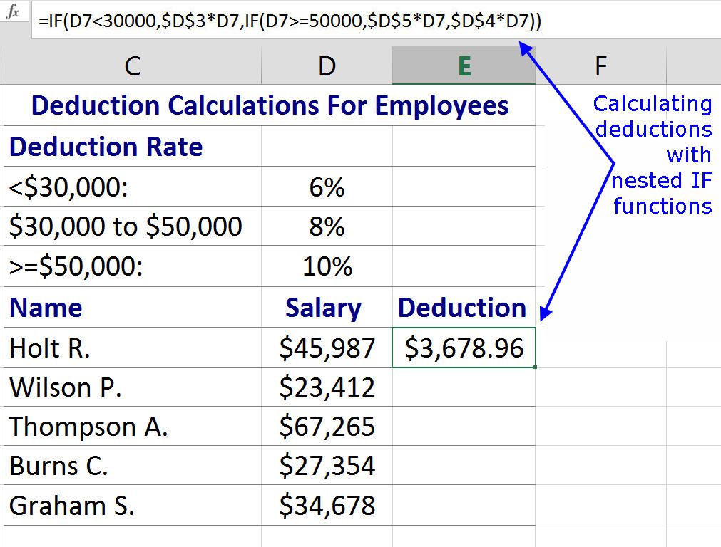 Nesting Multiple IF Functions In Excel