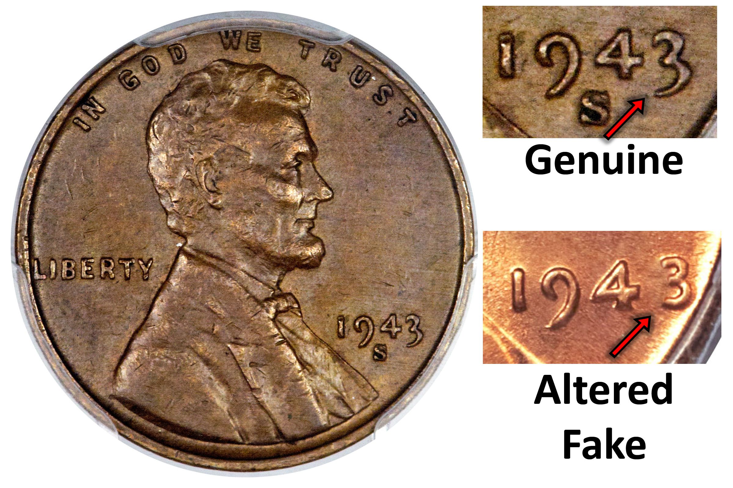 1943 Copper Penny Spotting a Fake
