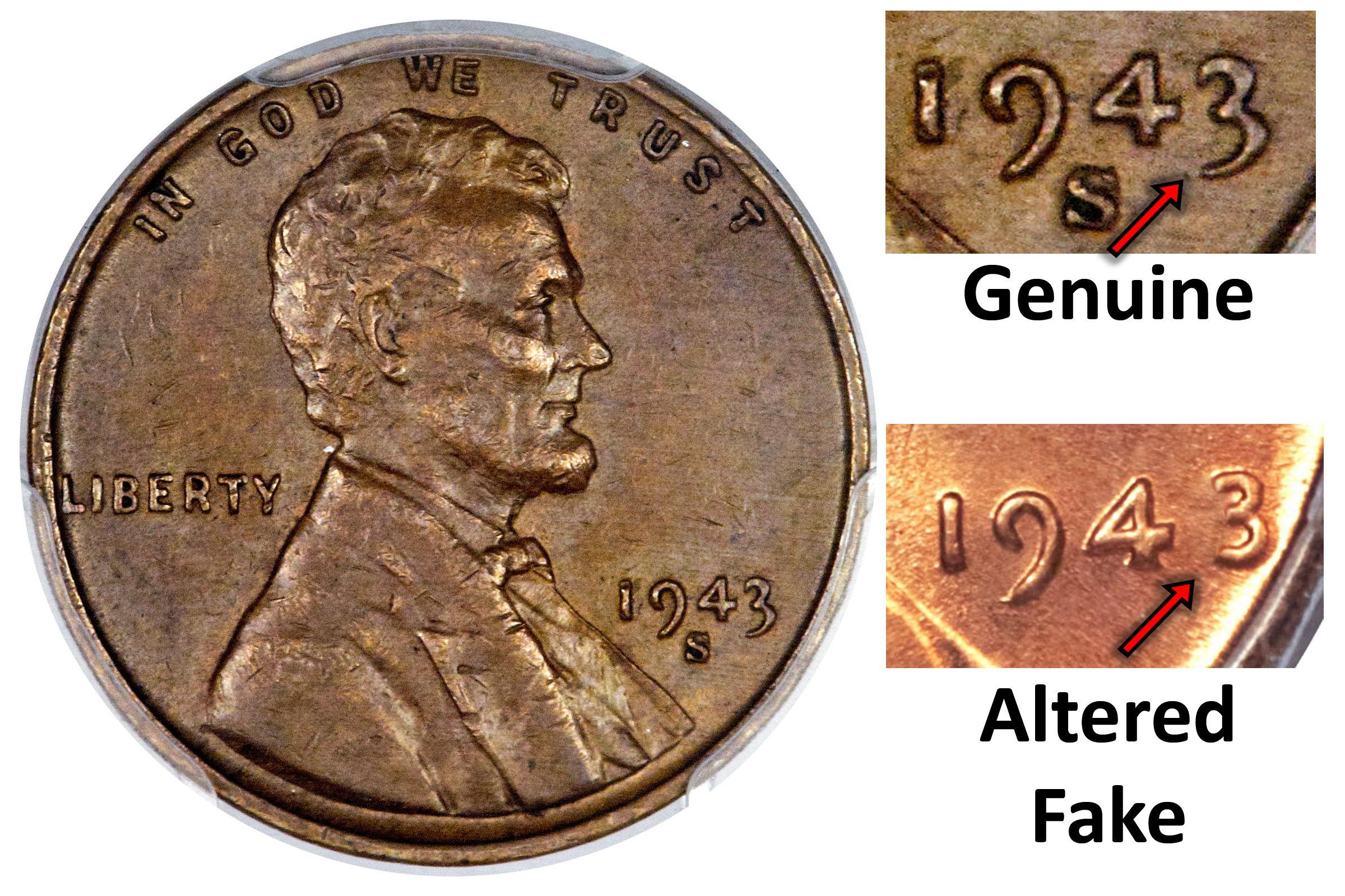 1943 Copper Penny Spotting A Fake