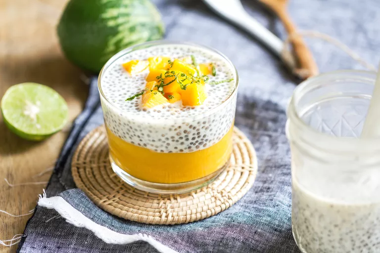 mango pudding with chia seeds