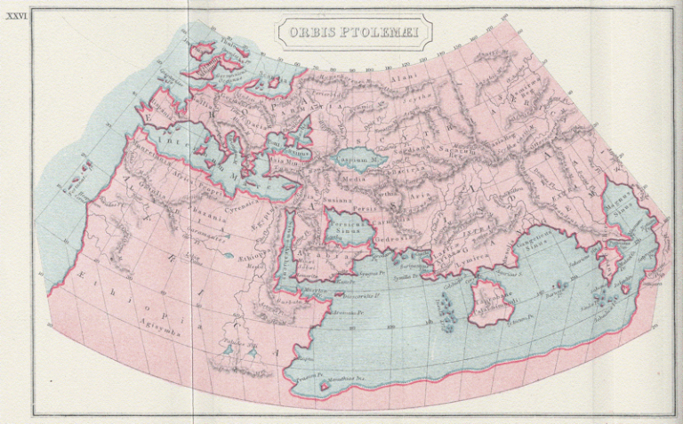 Ptolemy's World, From The Atlas of Ancient and Classical Geography by Samuel Butler