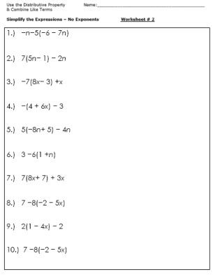 simplifying expressions using distributive property