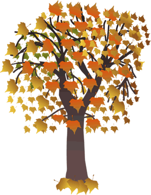 Picture of an Autumn tree with orange, yellow, and green leaves