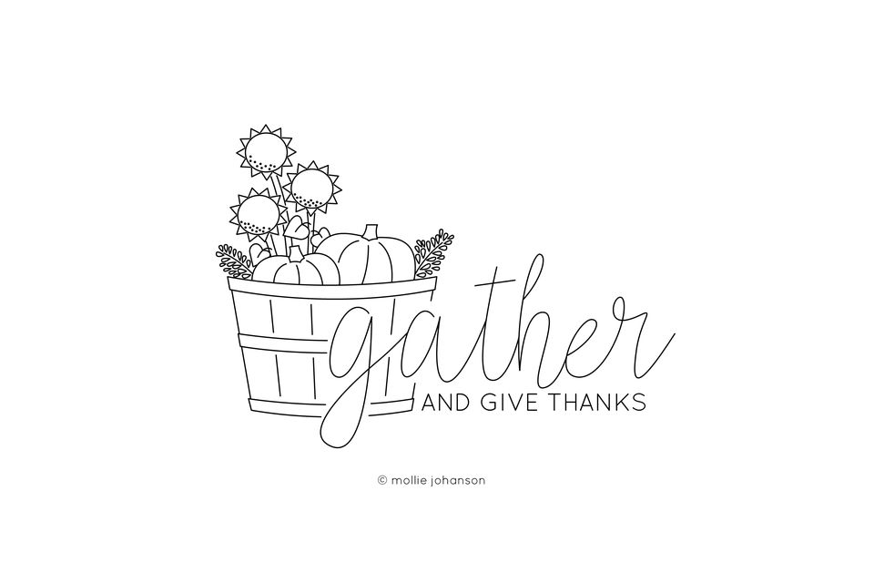 Download Gather and Give Thanks Free Hand Embroidery Pattern