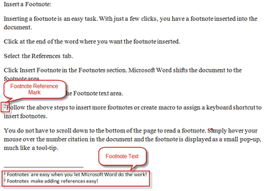 inserting a footnote in word