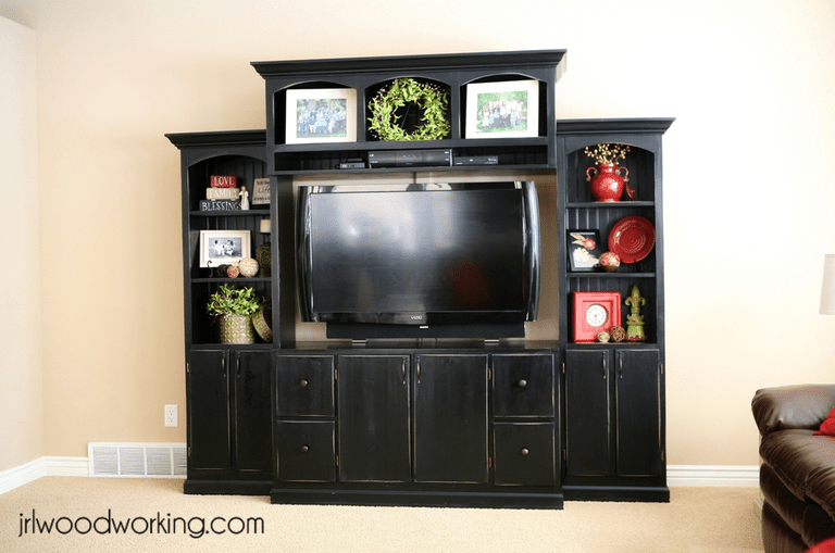 Beeld van een zwarte entertainment center