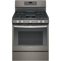 GE 5.0 cu. ft. Gas Range with Self-Cleaning Convection Oven in Slate