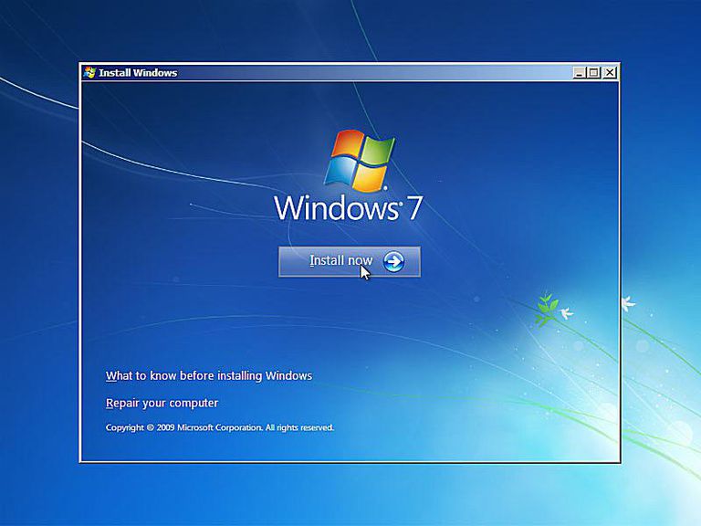 Screenshot of the Windows 7 setup