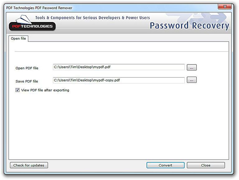 Screenshot de PDF Technologies PDF Password Remover