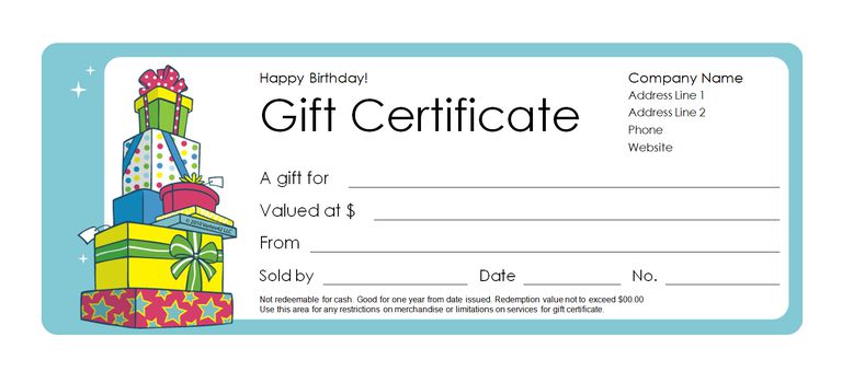 free birthday gift certificate template word