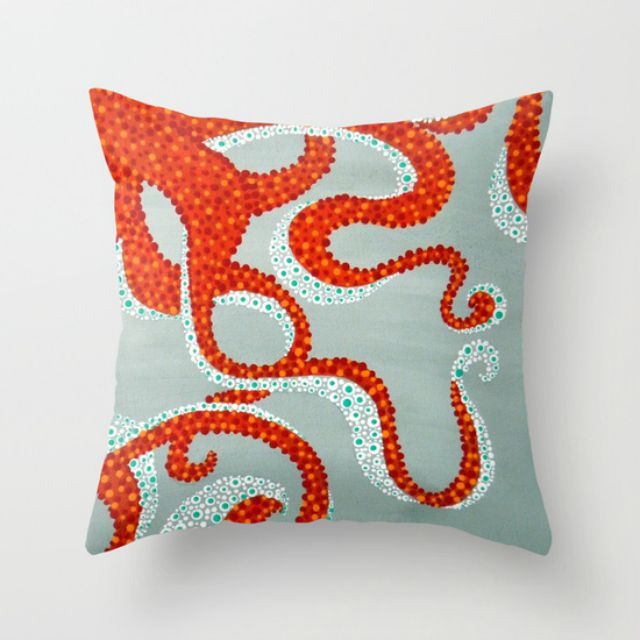 orange octopus pillow