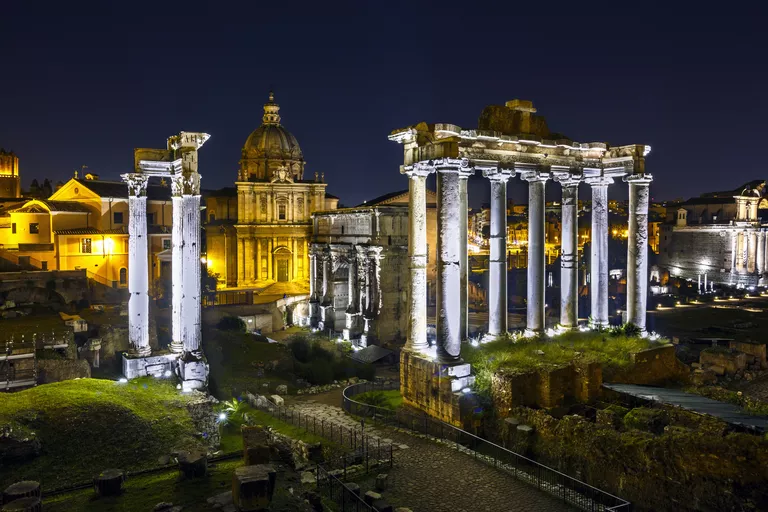 Palatine hill / Roman forum at night , Rome , Italy