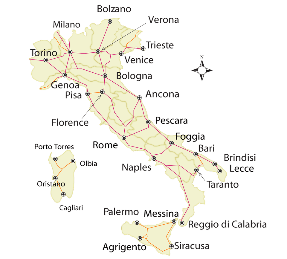 Italy Rail Map And Guide To Italian Train Travel 6670