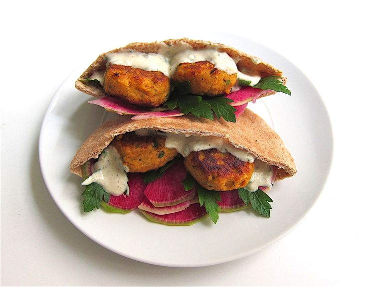 Sweet Potato Falafel With Zaatar Zested Yogurt Sauce