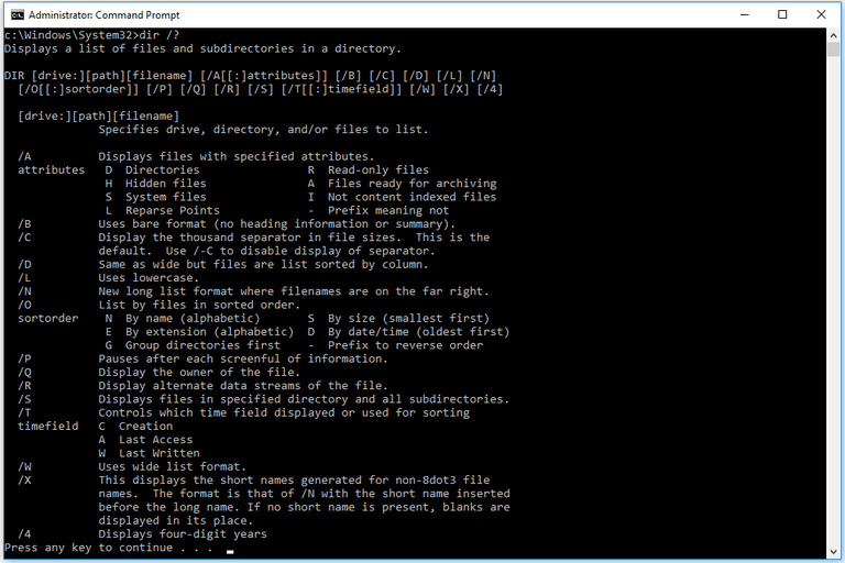 Dir Command (Examples, Options, Switches, & More)