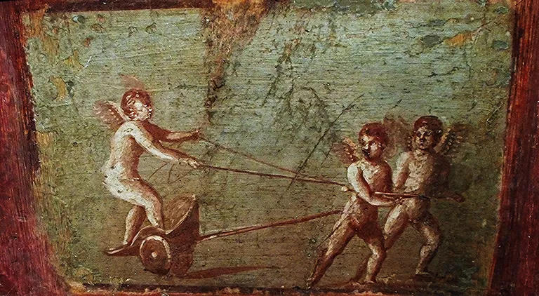 "Playing Cupids" - wall painting (60-79 AD) from Herculaneum, House of the Deer