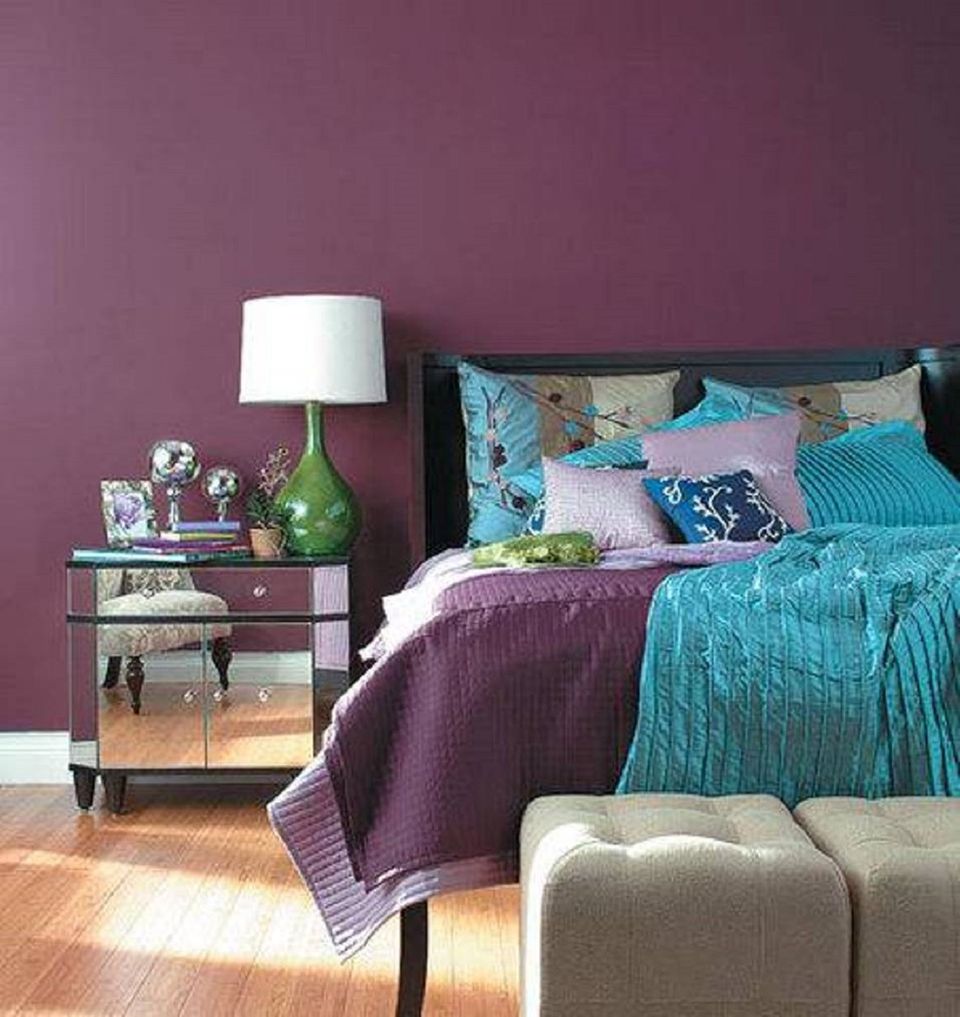 Decorating the Bedroom  with Green Blue  and Purple 