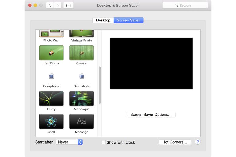 setting screen saver mac