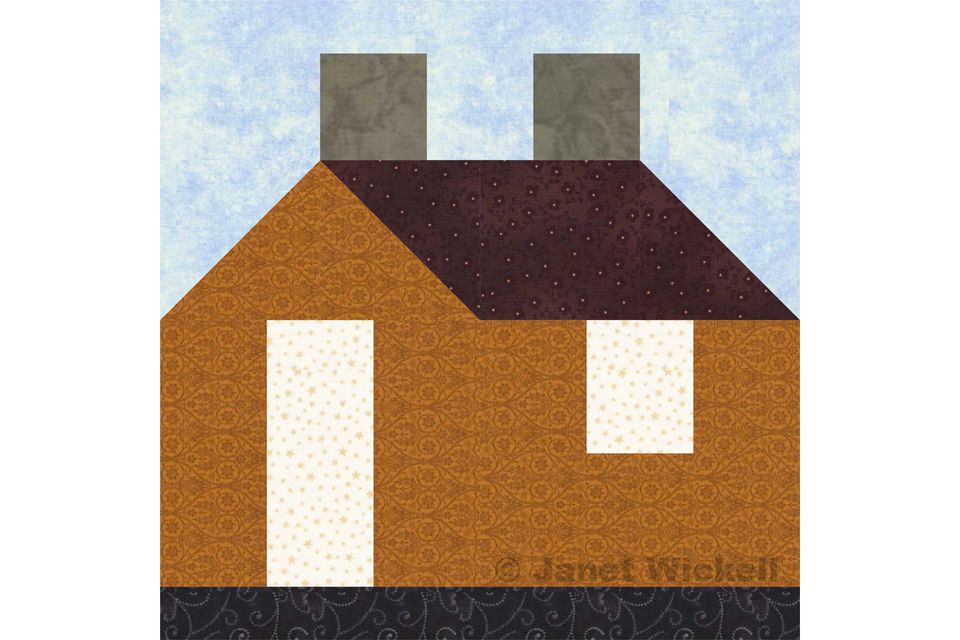 Easy 12" House Quilt Block Pattern