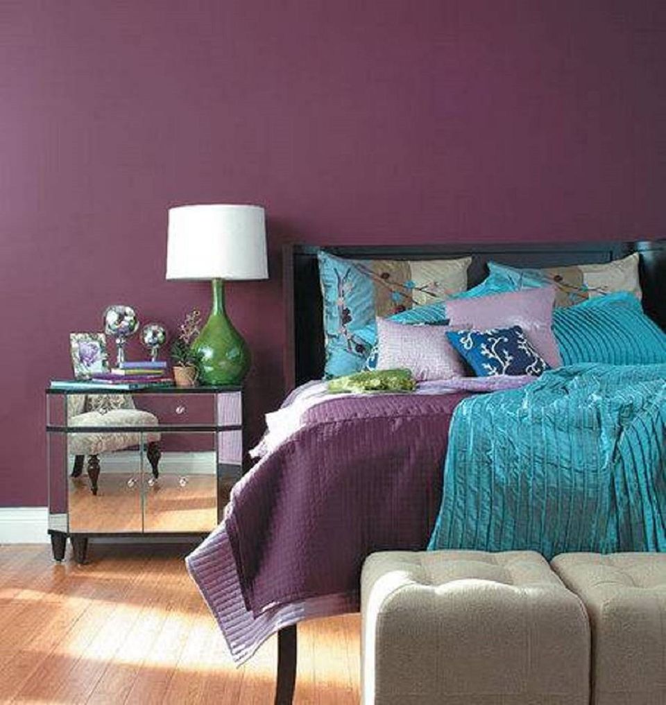 Decorating The Bedroom With Green Blue And Purple