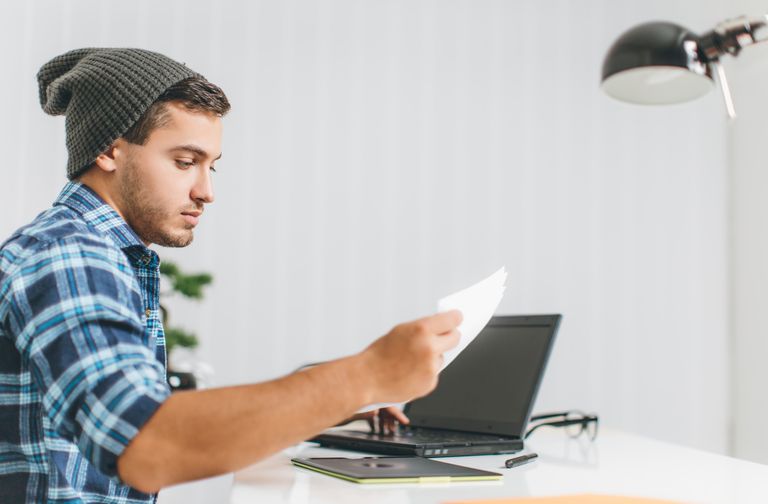 Businessman working on laptop