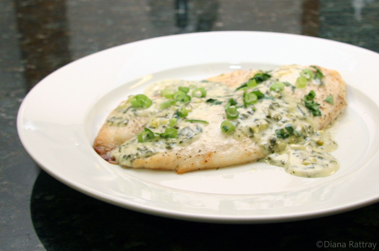 Baked Tilapia With Cilantro Cream Sauce