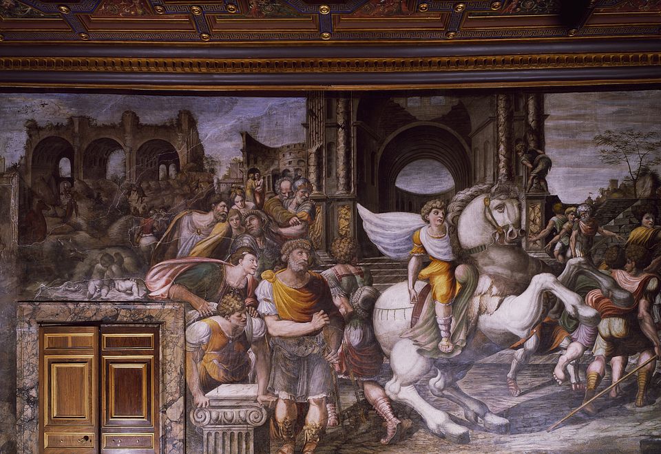 Alexander Great taming Bucephalus painting.