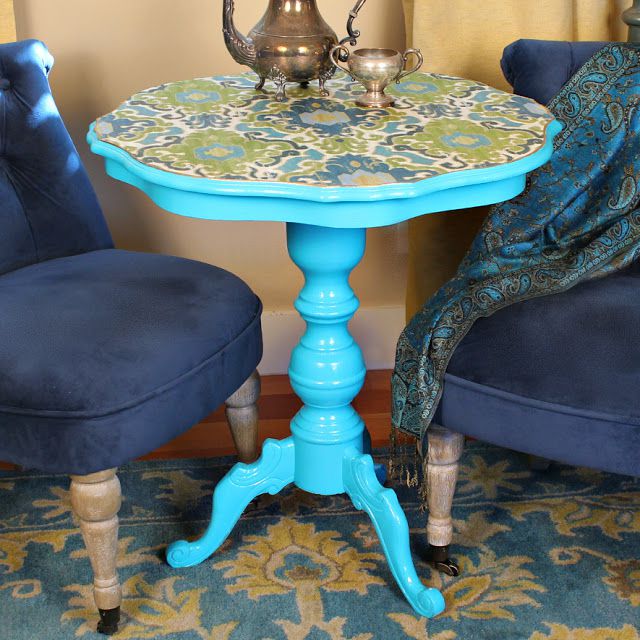decoupage fabric table makeover