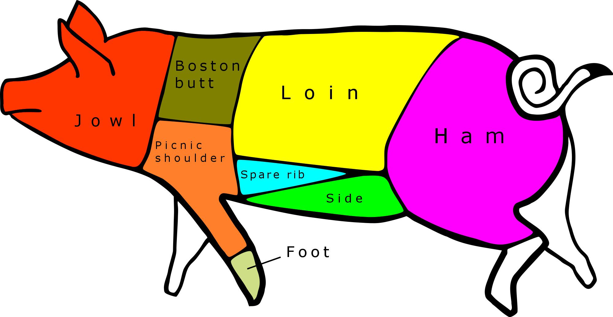 Cuts of Pork Pig Diagram and Pork Chart