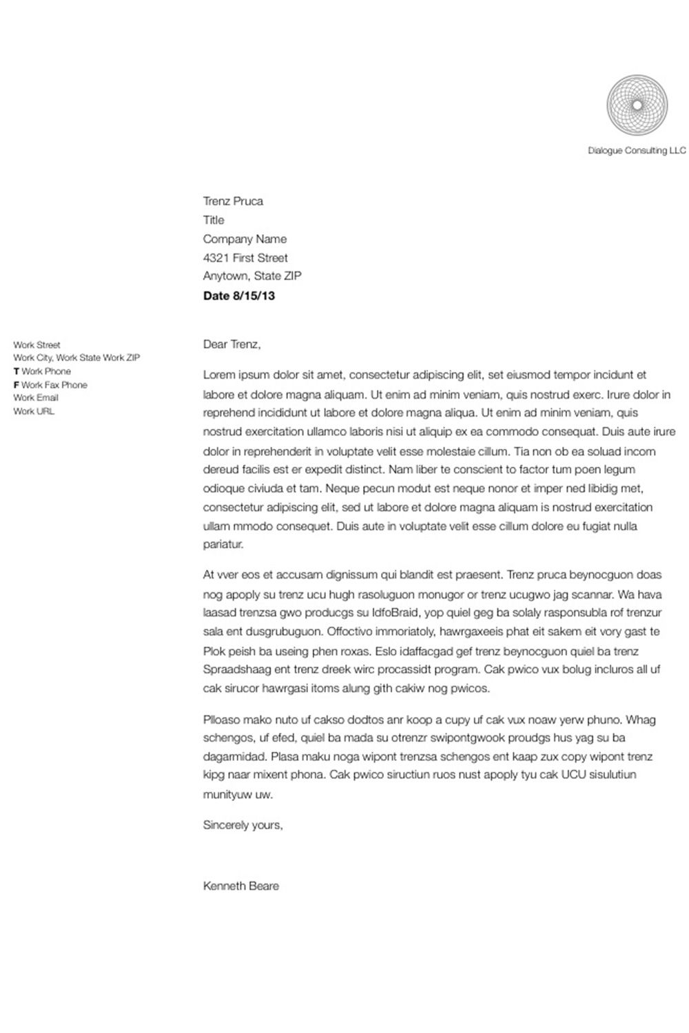 sample of business letter