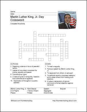 8 Printout Activities for Martin Luther King Day